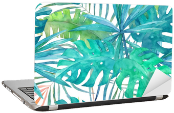Summer Seamless Pattern With Watercolor Palm Leaves - Watercolor Painting (400x400), Png Download