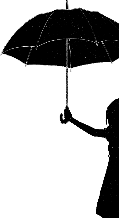 Transparent Umbrella Tumblr - Girl With A Black Umbrella (379x696), Png Download