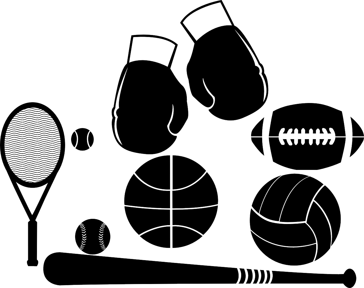 Sports Game Sporting Goods Ball Martial Arts - Sports Png Black And White (440x340), Png Download