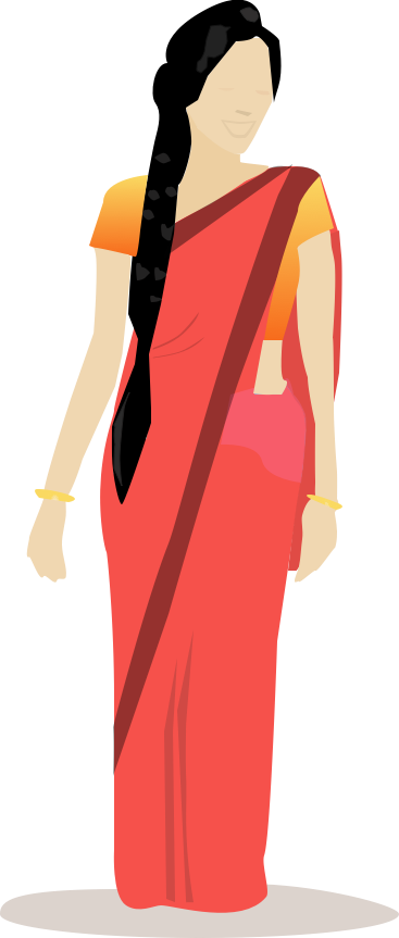 Indian Woman In Saree Sketch - Woman In Sari Vector (367x863), Png Download