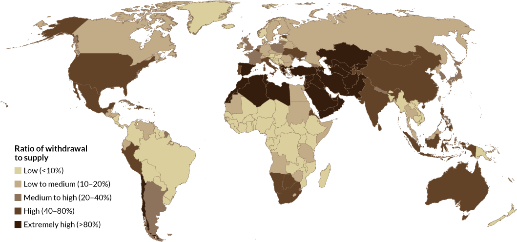 More Than 2 Billion People Lack Safe Drinking - Water Stress Map 2018 (1070x507), Png Download
