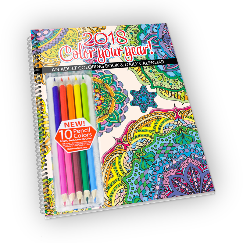 2018 Color - School Datebooks 2018 Calendar - Adult Coloring Calendar/planner (1035x796), Png Download