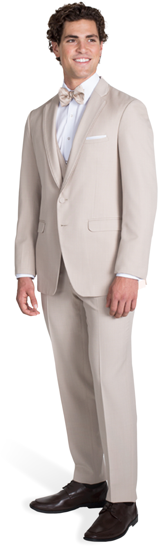Tan Notch Lapel Suit - Suit (990x1980), Png Download