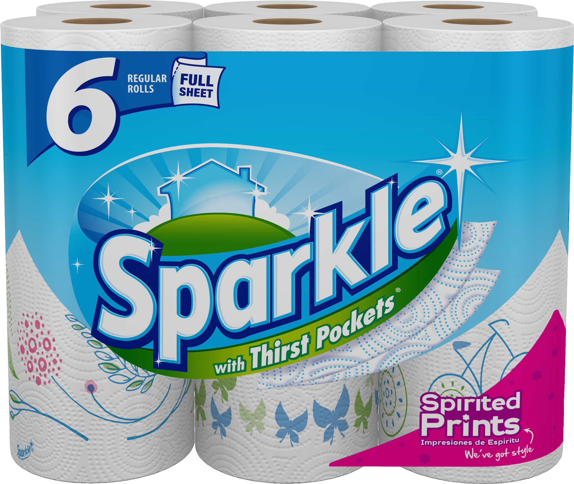 Sparkle Hint Of Color Paper Towels - Sparkle Paper Towels 6 Rolls (3140x2499), Png Download