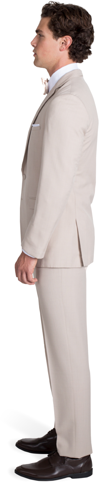 Tan Notch Lapel Suit - Suit (990x1980), Png Download