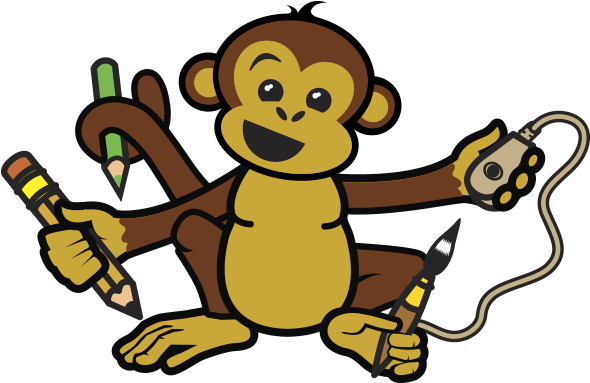 Pencils Clipart Monkey - Monkey Holding A Pencil (600x397), Png Download