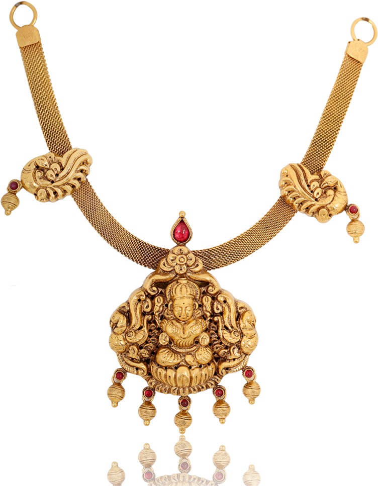 Glorious Goddess Lakshmi Gold Necklace - Necklace (1000x1000), Png Download