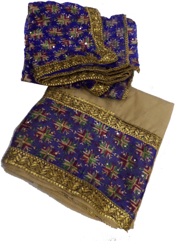 Blue Multicolor Phulkari Suit - Wool (500x500), Png Download