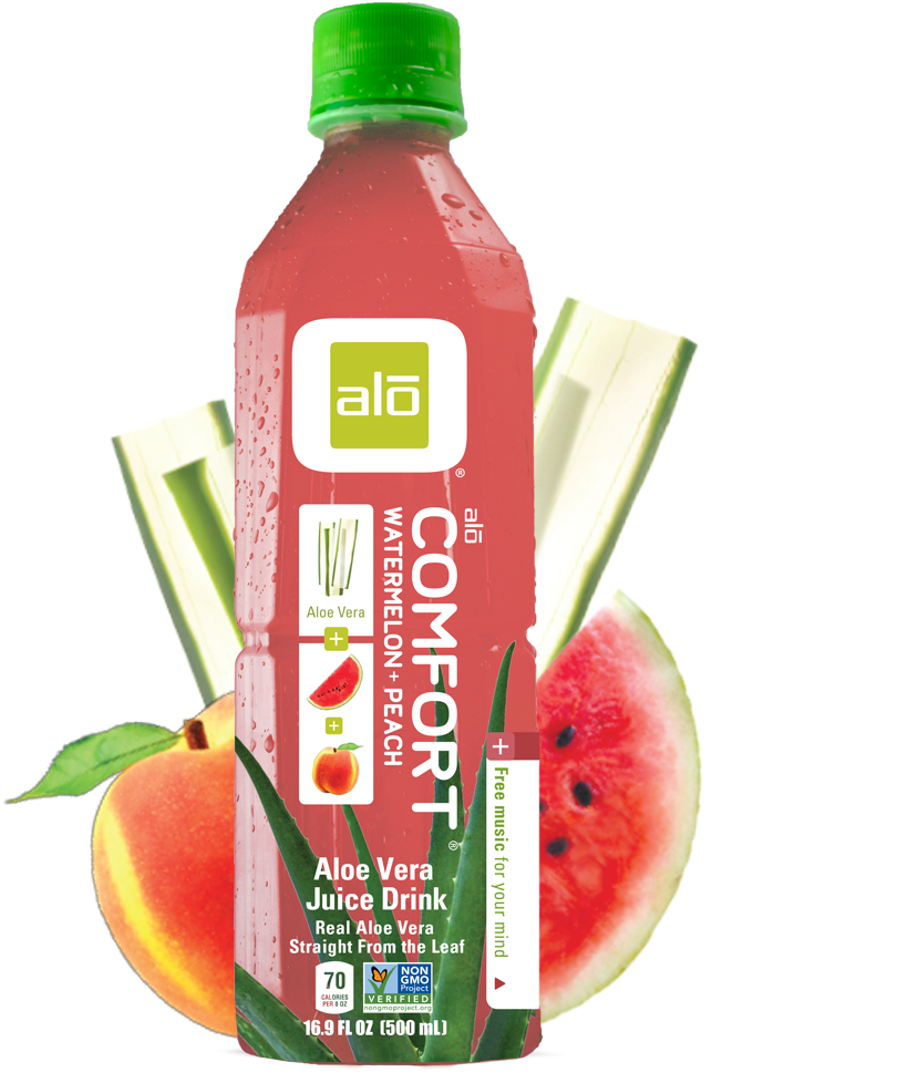 Download Hd Alo Comfort Watermelon Peach Aloe Vera Watermelon Juice Transparent Png Image Nicepng Com
