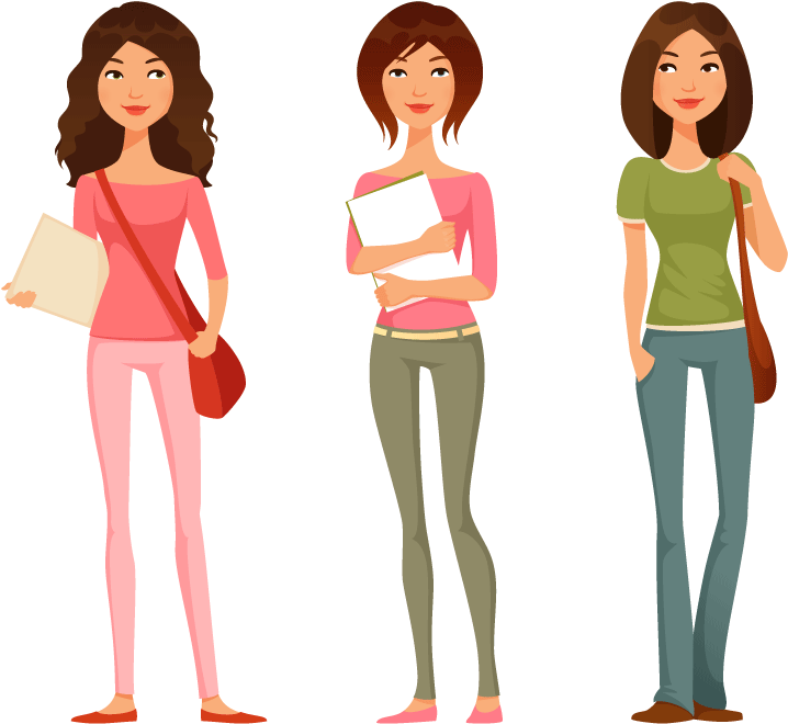 College - Cartoon Image Of Teenage Girl (800x747), Png Download