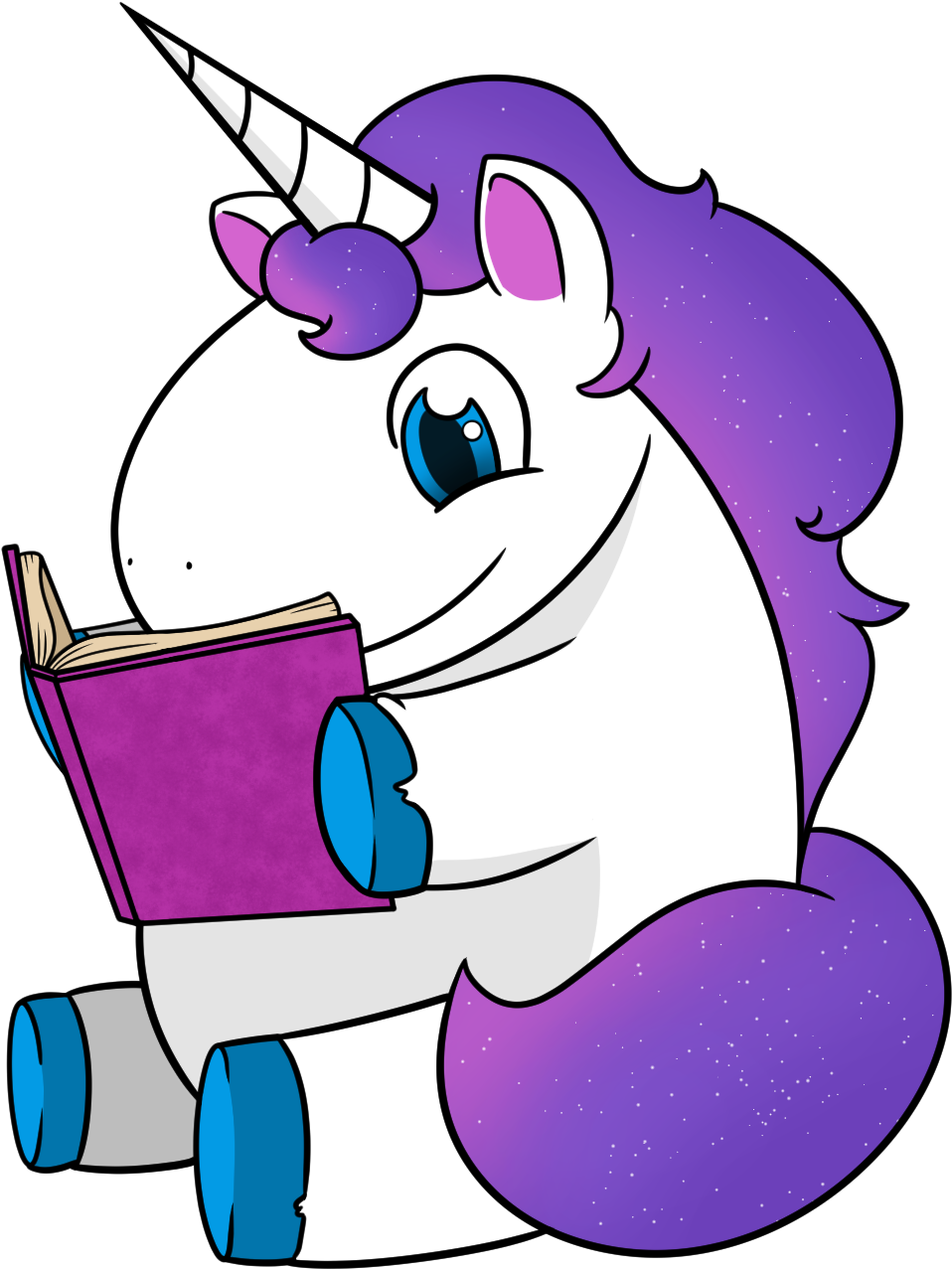 Unicorn Reading A Book (1105x1295), Png Download