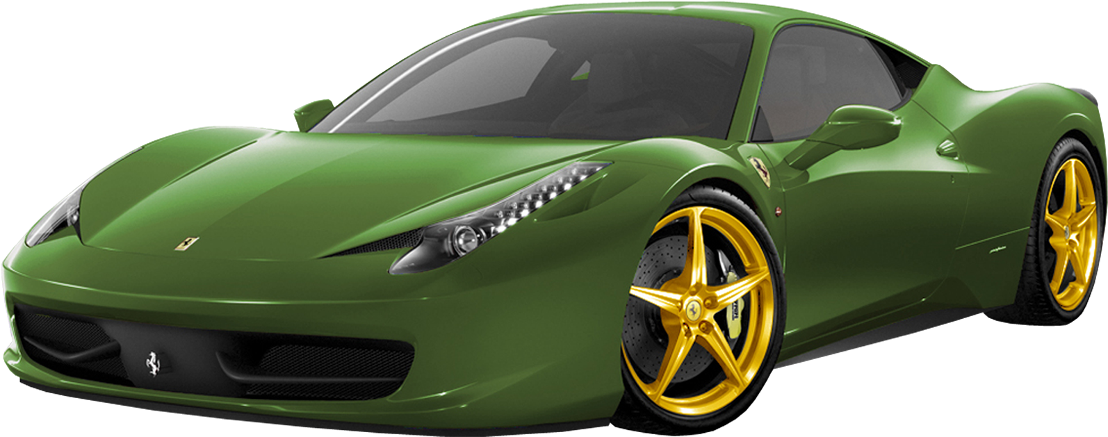 Green Ferrari Car Png Image - Ferrari 458 Italia Red Png (1600x631), Png Download