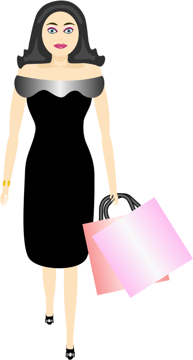 This Free Clipart Png Design Of Glamour Girl Shopping (637x900), Png Download