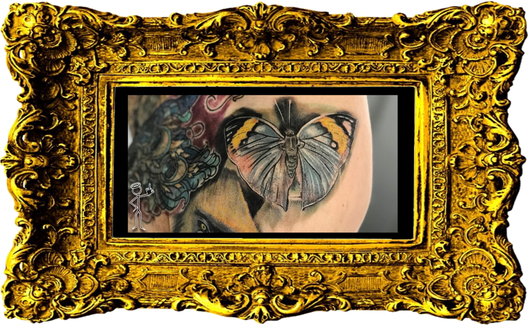 Realistic Butterfly Tattoo - Tattoo (1080x675), Png Download