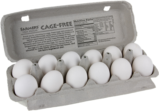 Farmers Hen House Cage-free Grade A Large White Eggs - Egg (600x420), Png Download
