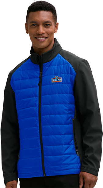 Men's Royal/black Air Force Falcons Hybrid Full-zip (416x624), Png Download
