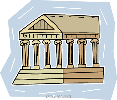 Greek Temple Facade Royalty Free Vector Clip Art Illustration - Tempio Greco Clipart (480x408), Png Download