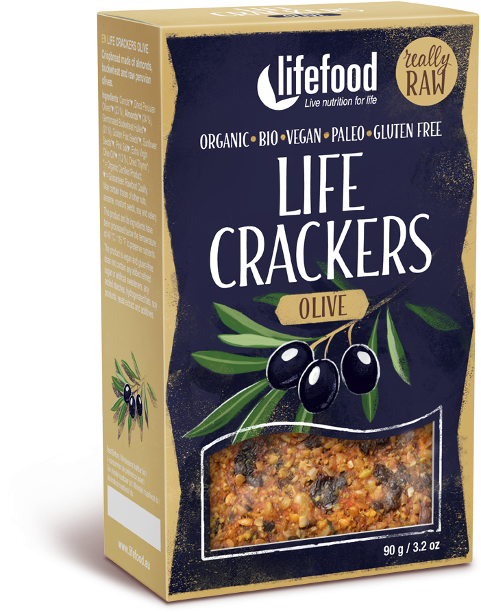 Raw Organic Olive Life Crackers - Lifefood - Organic Raw Pitta Bread & Olives | 90g (1200x1200), Png Download