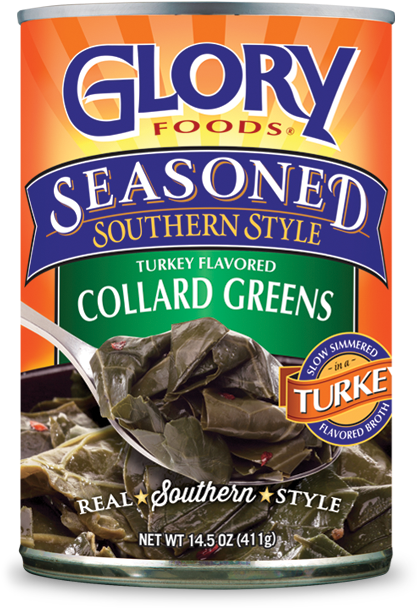 Seasoned Smoked Turkey Collard Greens - Glory Foods Seasoned Mustard Greens, Southern Style (600x700), Png Download