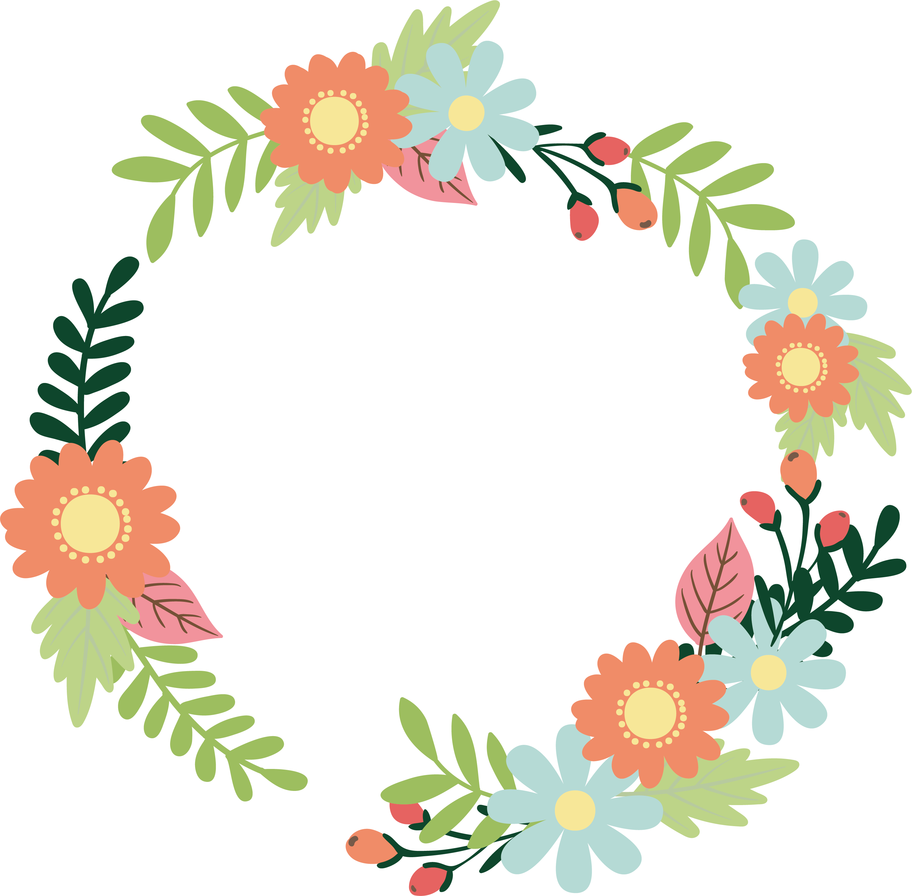 Floral Design Flower Garland Download - Flower Design Title (3030x2976), Png Download