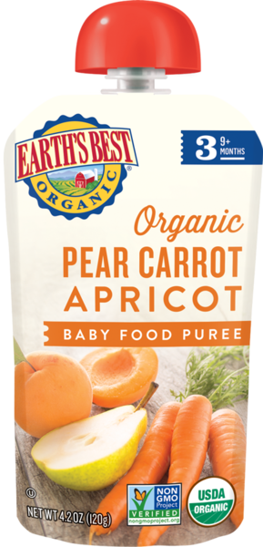 Pear Carrot Apricot Baby Food Puree - Earth's Best Carrot Apricot Pear Puree (289x600), Png Download