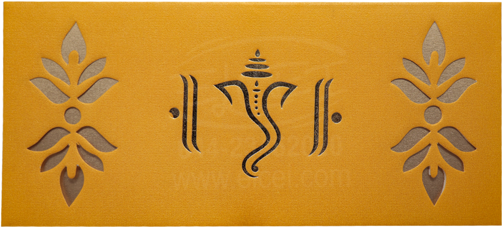 Home Hindu Wedding Cards Gold Board Card With Exquisite - Motif (1624x950), Png Download