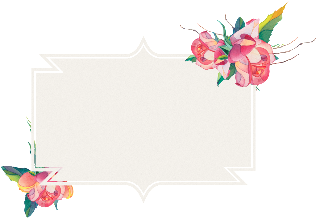 Pink Flowers Border Watercolor Hand Painted Transparent - Portable Network Graphics (1024x708), Png Download