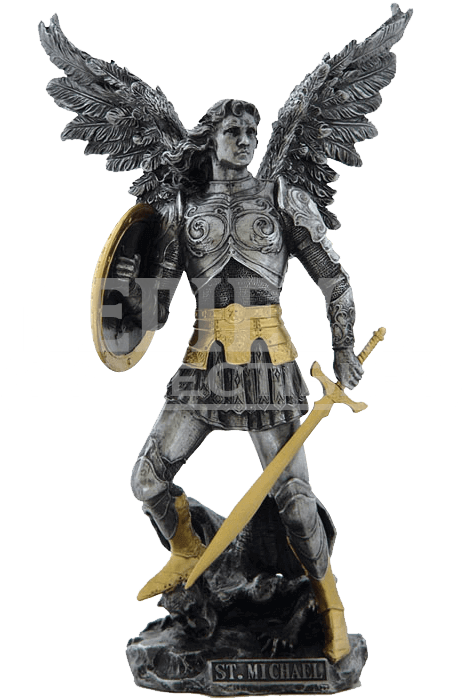 Gold Pewter St Saint Michael Archangel Patron Of Police (733x733), Png Download