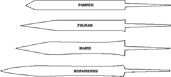 Gladius Blades - 4 Types Of Gladius (552x248), Png Download