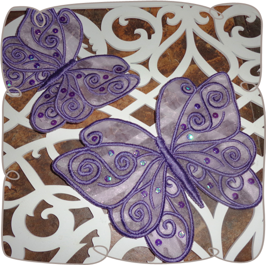 Organza Lace Butterfly - 3d Organza Butterfly Embroidery Designs (580x580), Png Download