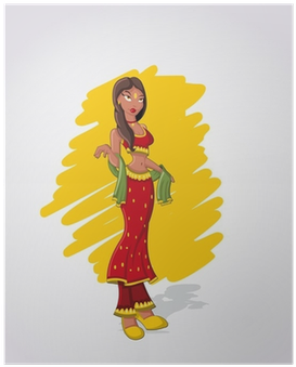Beautiful Sexy Brunet Cartoon Indian Woman Poster • - Mujer Con Mandil Dibujo (400x400), Png Download