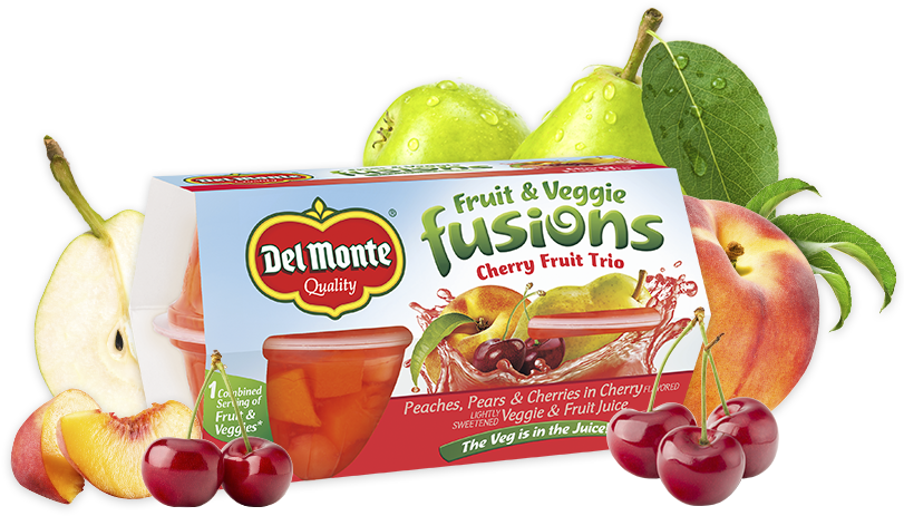 Fruit & Veggie Fusions - Del Monte Fruit & Veggie Fusions Cherry Fruit Trio (900x462), Png Download