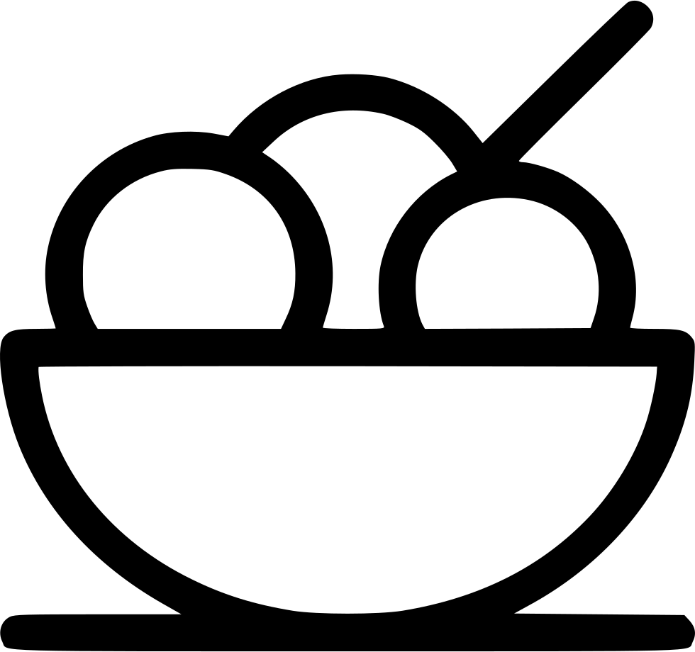 Ice Cream Bowl - Ice Cream Bowl Clipart Transparent Black (980x920), Png Download