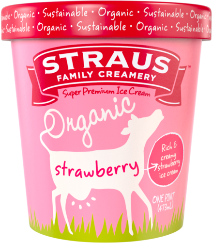 Organic Strawberry Ice Cream - Strauss Ice Cream (500x500), Png Download
