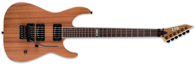 Large - Esp Ltd M-400 Mahogany - Natural Satin Guitar (640x213), Png Download