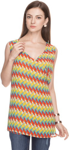 Women Slim Fit Printed Shrug - Imara Printed Women's Tunic (340x510), Png Download