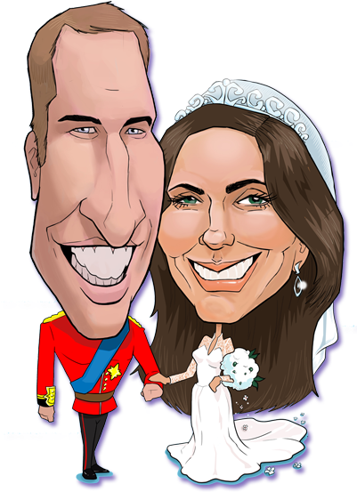 Kate Middleton And Prince William Caricatures, Wedding - Wedding (400x618), Png Download