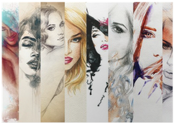 Beautiful Woman Face - Liwwing Photo Wallpaper - Watercolor Woman Faces - (400x400), Png Download