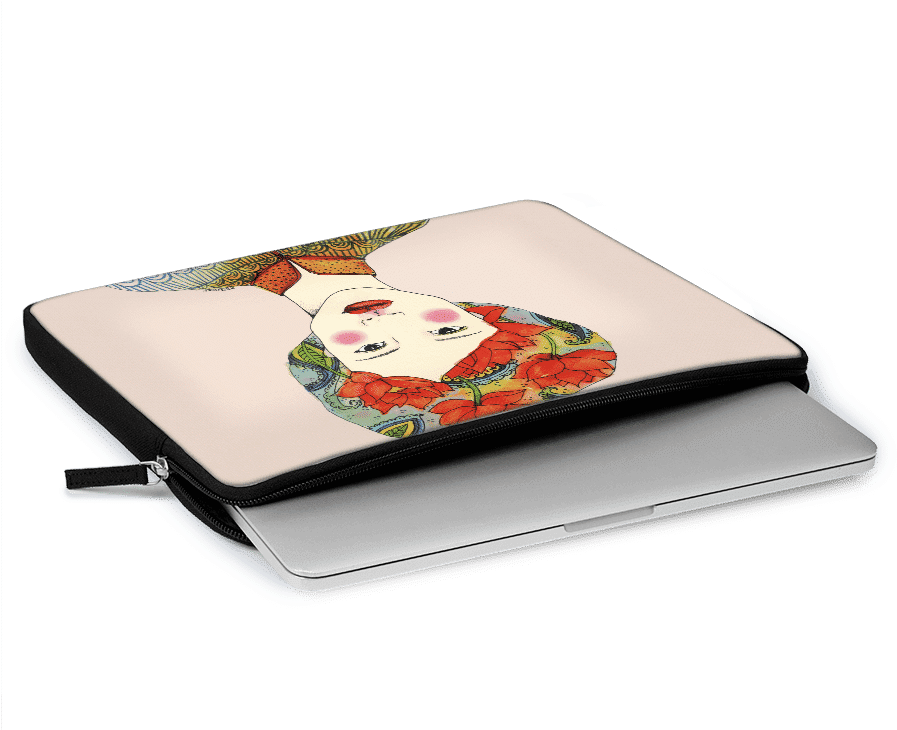 Dailyobjects Lotus Girl Ballistic Nylon Zippered Sleeve - Leather (900x900), Png Download
