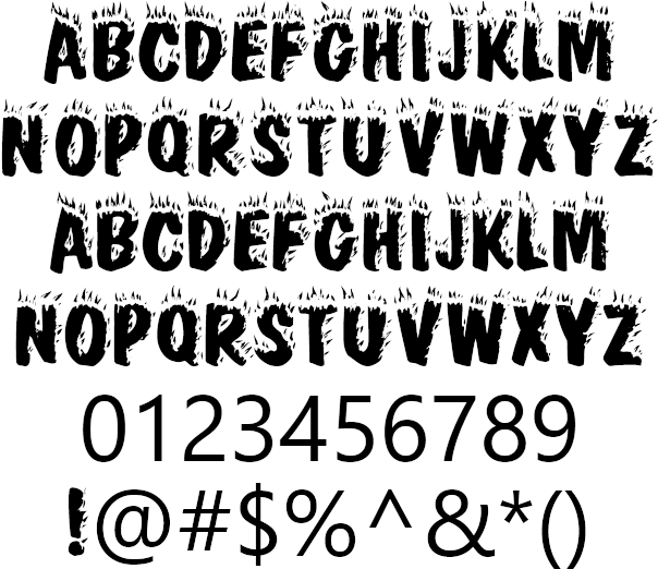 Decorative Crackling Fire Example - Fire Font (613x529), Png Download