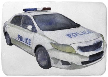 Watercolor Sketch Of Police Car On White Background - Police Car (400x400), Png Download