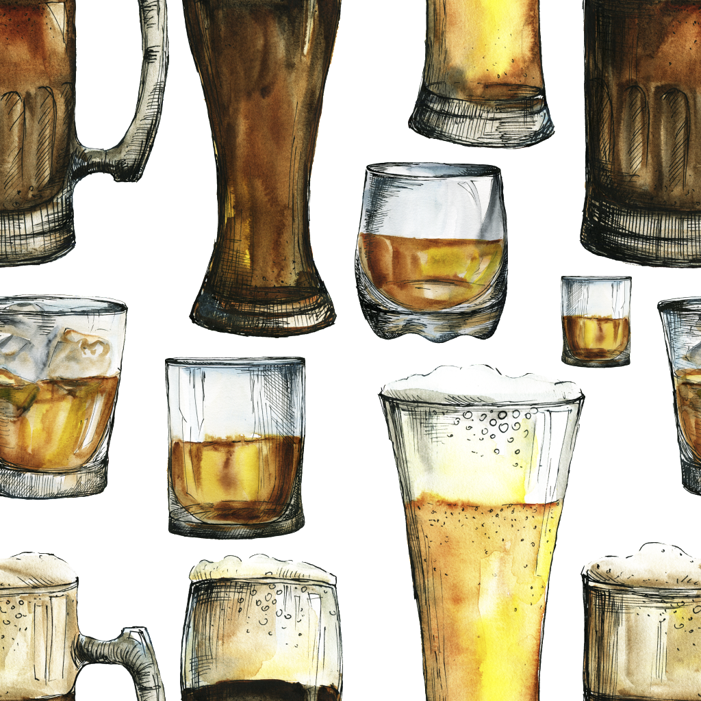 Creative Wine Glass Hand Painted Background - Caroline's Treasures Irish Beers Wall Or Door Hanging (1024x1024), Png Download