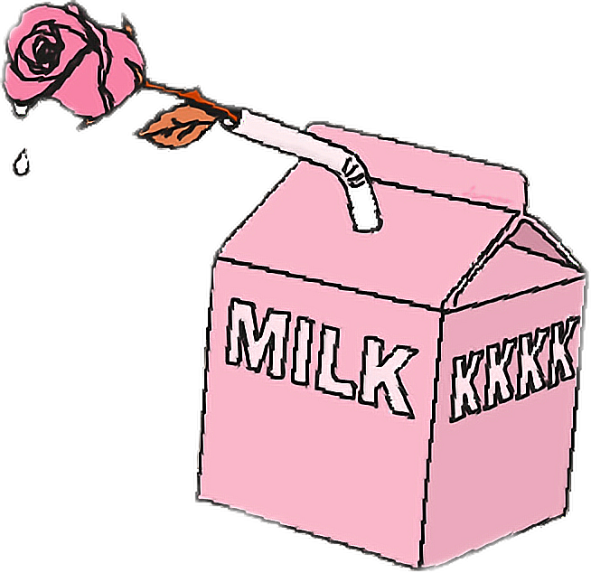 Milk Rose Cigarette Pinkfreetoedit - Strawberry Milk Transparent Cartoon (654x634), Png Download