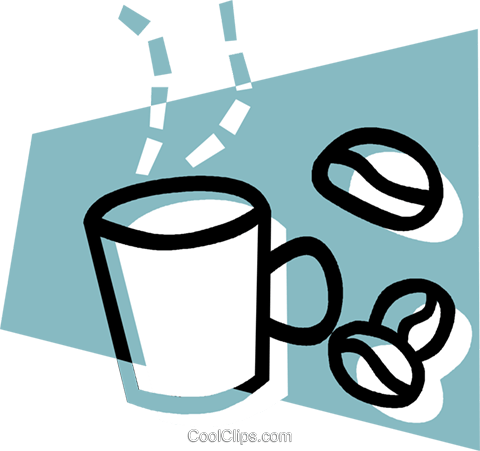 Cup Of Coffee With Coffee Beans Royalty Free Vector - פולי קפה וקטורי (480x451), Png Download