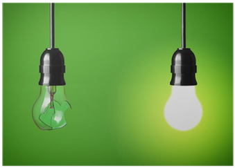 Concept Idea With Broken And Glowing Bulb Poster • - Incandescent Light Bulb (400x400), Png Download