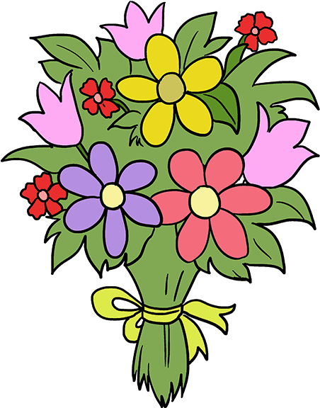 How To Draw Flower Bouquet - Easy Flower Bouquet Drawing (680x678), Png Download