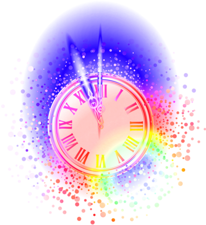 Happy New Year - Clock (415x500), Png Download