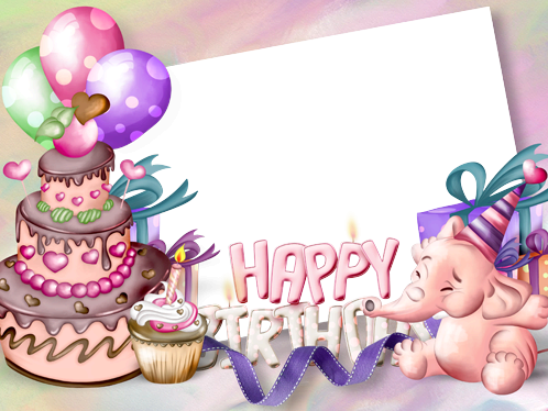 Photo Frame - Birthday Cake - Cake Happy Birthday Frame (498x374), Png Download