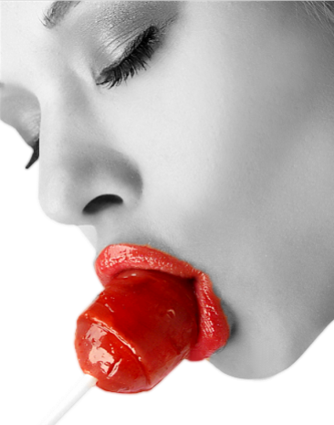 Black & White With A Pop Of Color~ Color Splash By - White Girl Red Lip Candy Sexy (366x465), Png Download