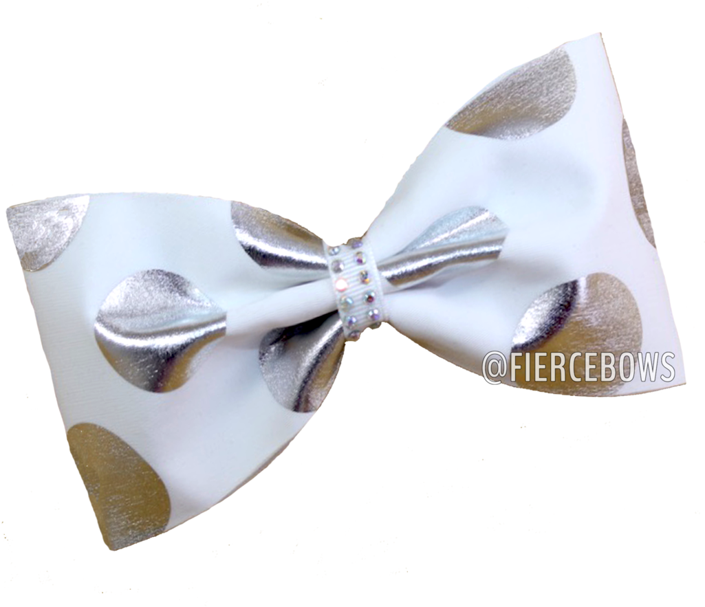 Jumbo Metallic Polka Dot Tailless Bow - White (1024x1024), Png Download